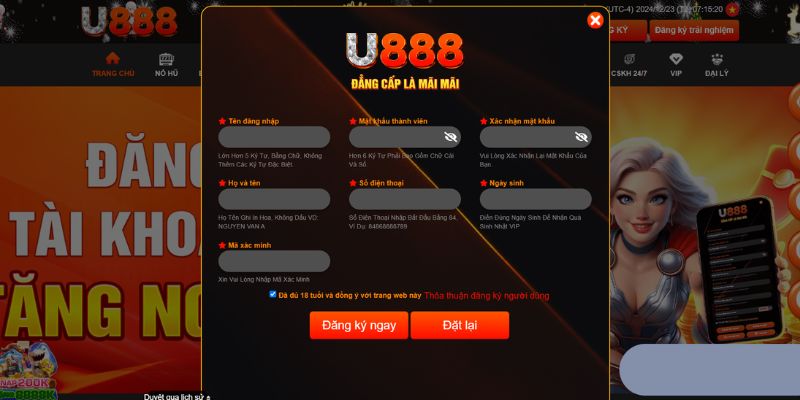 Vào trang chủ U888 theo link uy tín